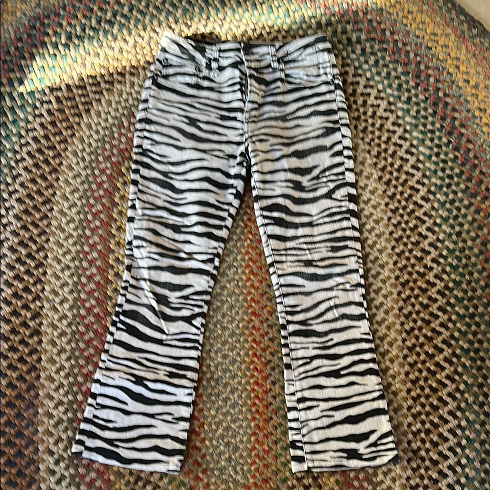 R13 Kick Fit Zebra Print Women's Jeans made in Italy 28 - Picture 2 of 6